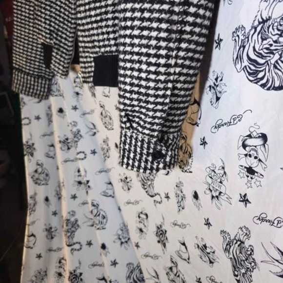 Zara Men's Black And White Houndstooth Zip Up Jacket Large - Picture 6 of 7